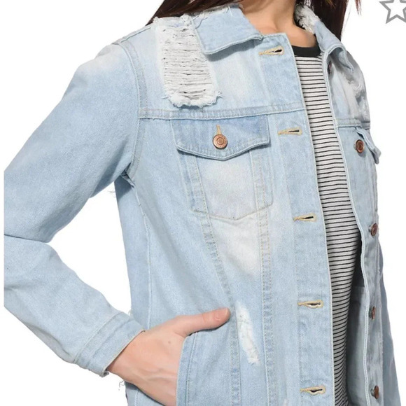 THREAD & SUPPLY | Lightwash Distressed Denim Jacket | S - Picture 13 of 13